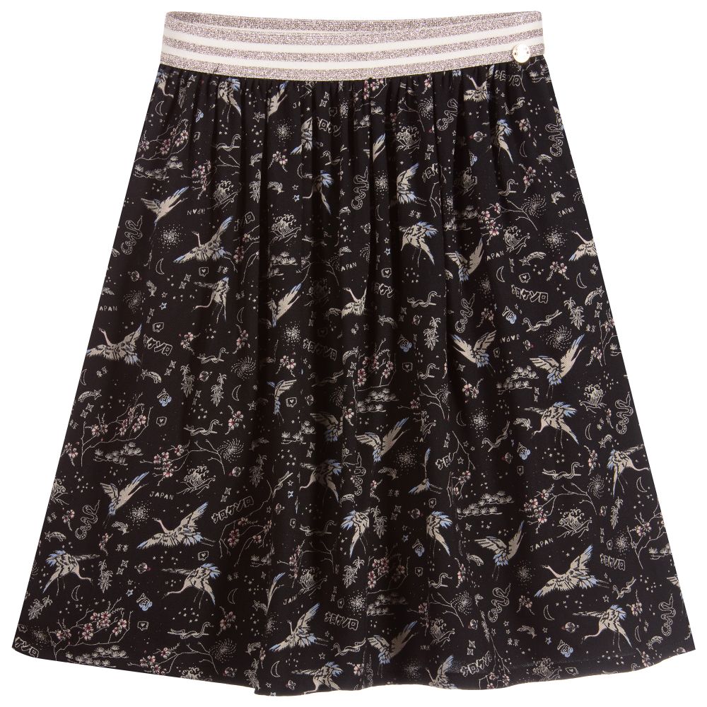 IKKS - Black Crane Print Skirt | Childrensalon