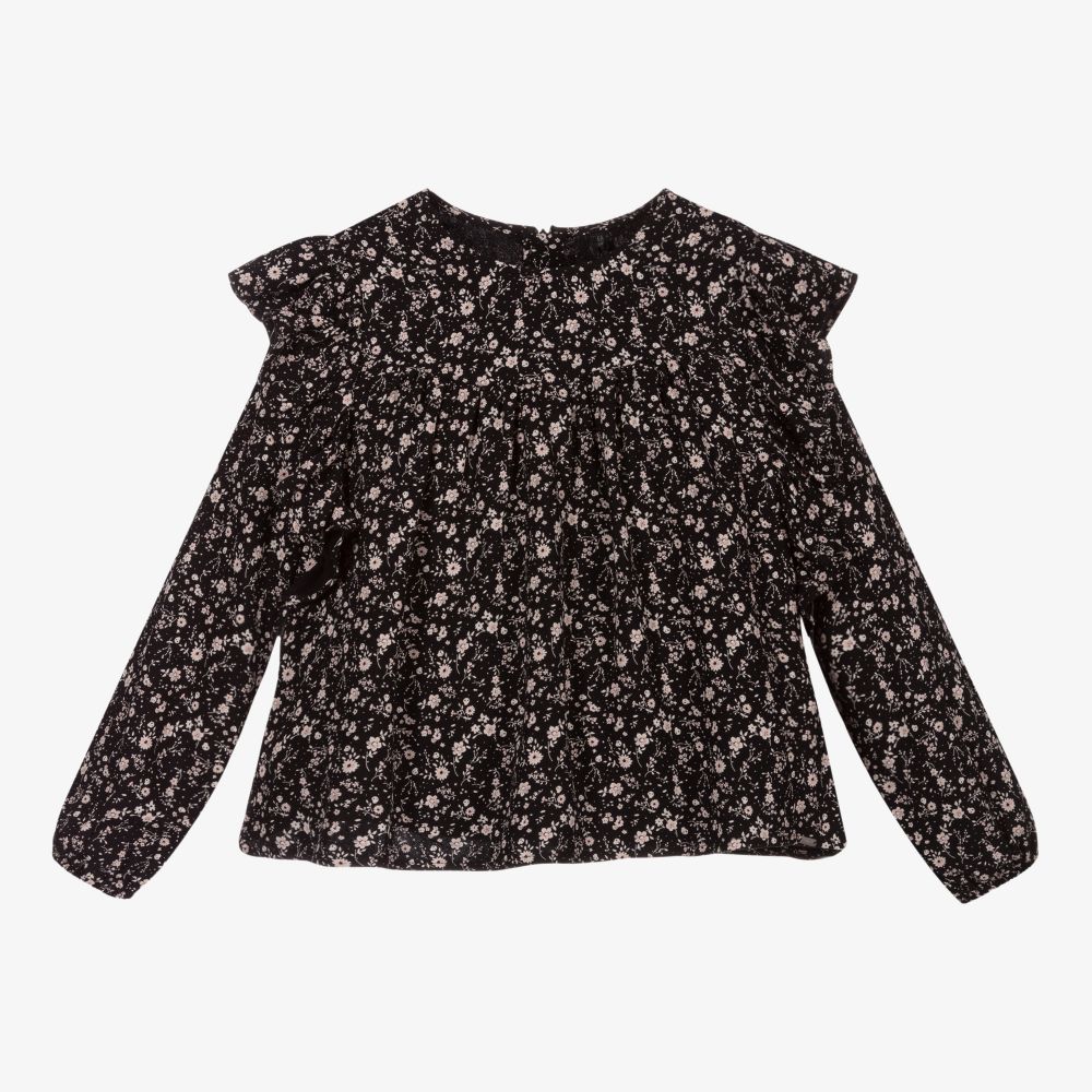 IKKS - Schwarze Bluse mit Blümchen | Childrensalon