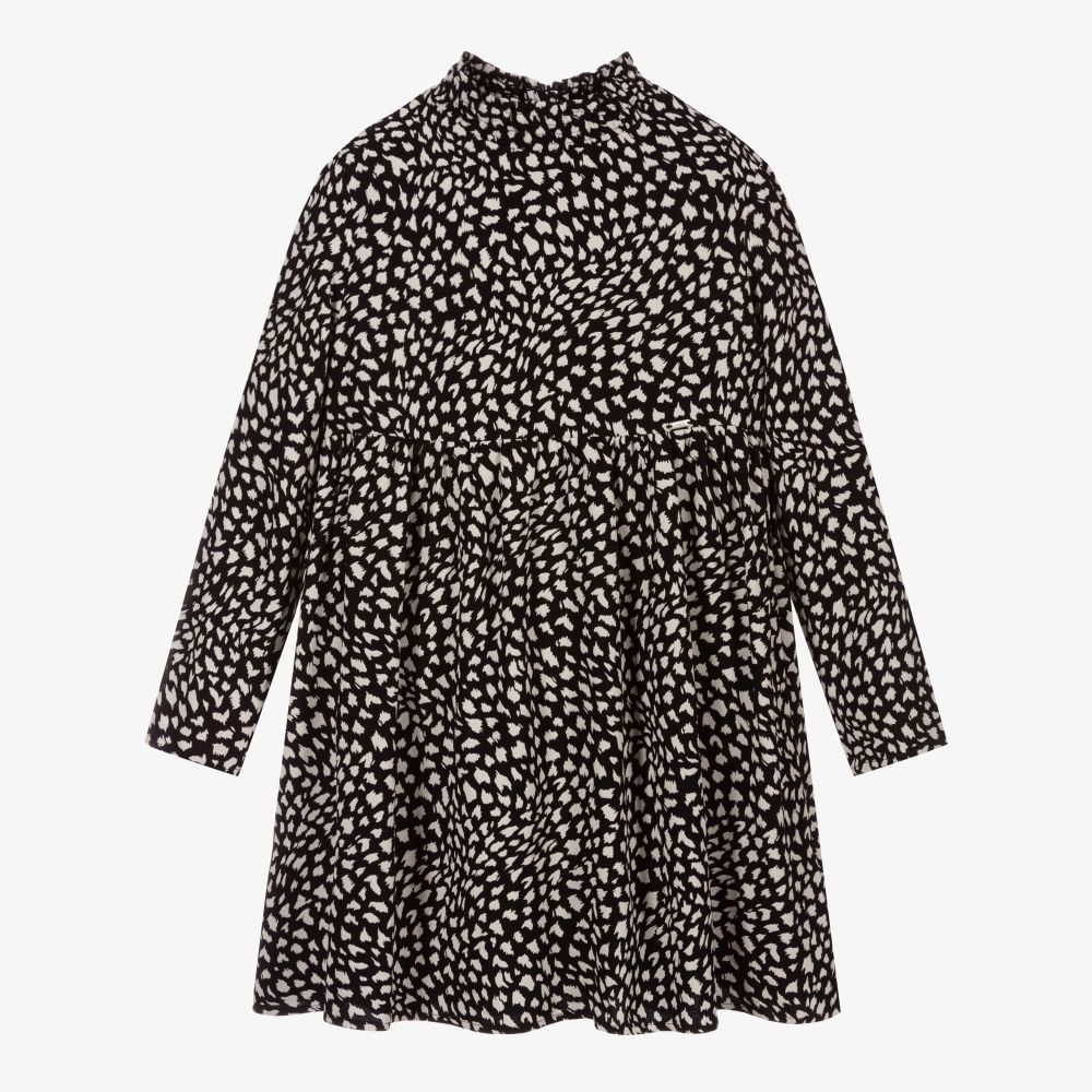 IKKS - Robe à pois noire en viscose | Childrensalon