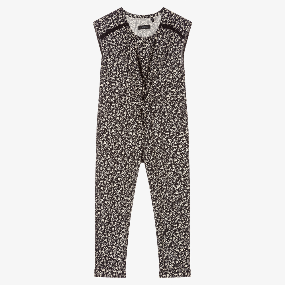 IKKS - Black & Ivory Floral Jumpsuit | Childrensalon