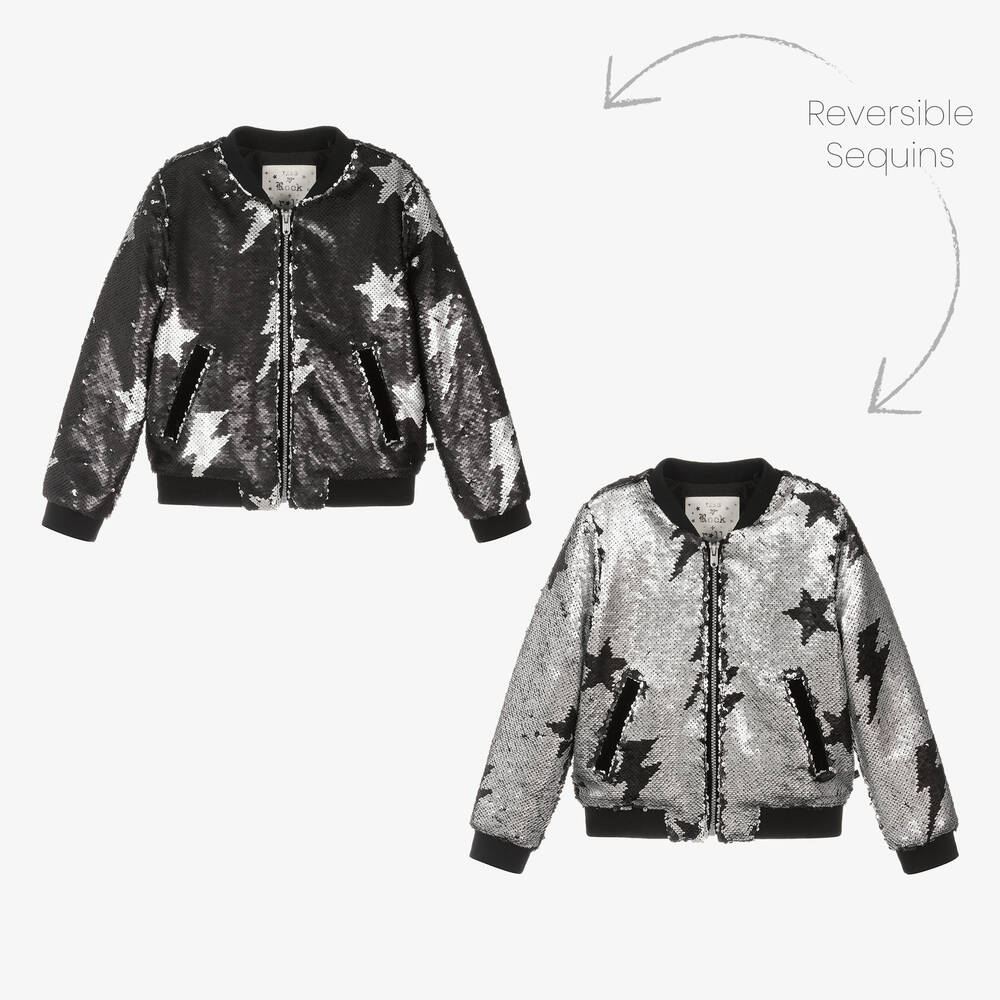 IKKS - Blouson à sequins noirs argent | Childrensalon