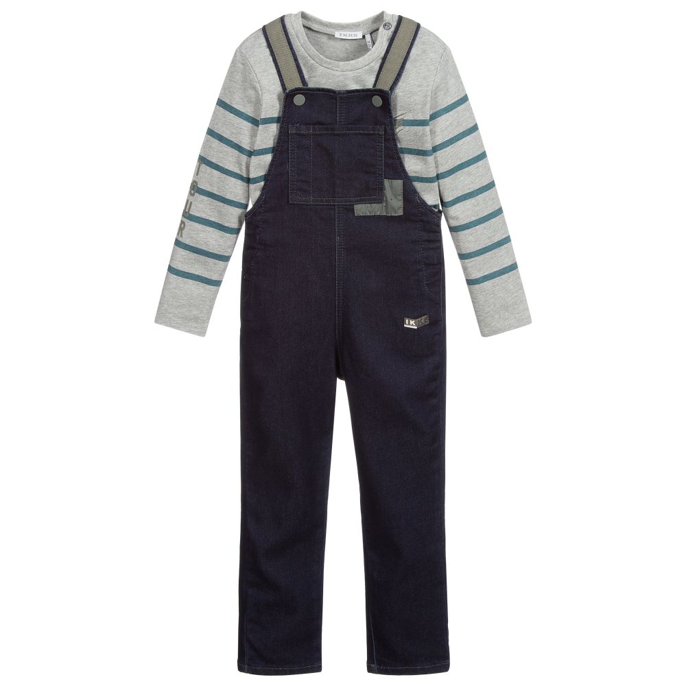 IKKS - Blue Denim Dungaree Set | Childrensalon