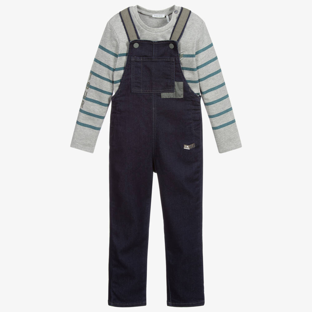 IKKS-Blue Denim Dungaree Set | Childrensalon Outlet