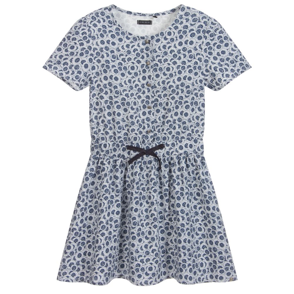 IKKS - Синее платье из вискозы с цветочным узором | Childrensalon