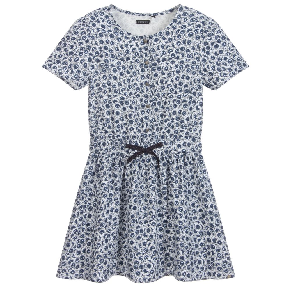 IKKS - Robe fleurie bleue en viscose | Childrensalon