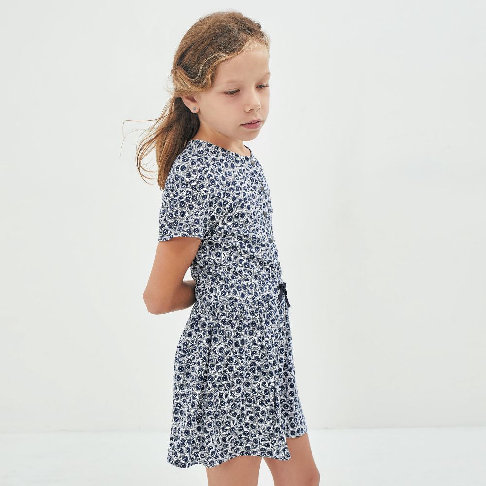 IKKS Robe fleurie bleue en viscose