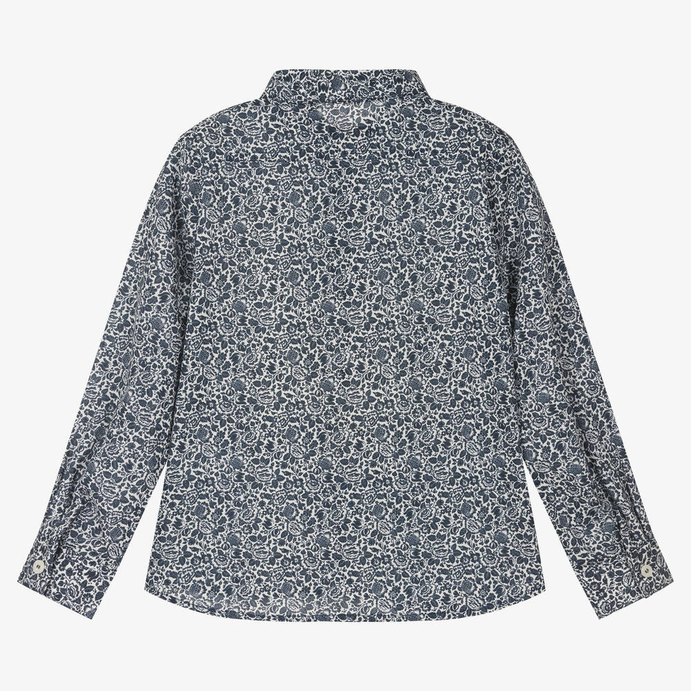 آي كيه كيه إس-Blue Liberty Print Cotton Shirt | Childrensalon Outlet