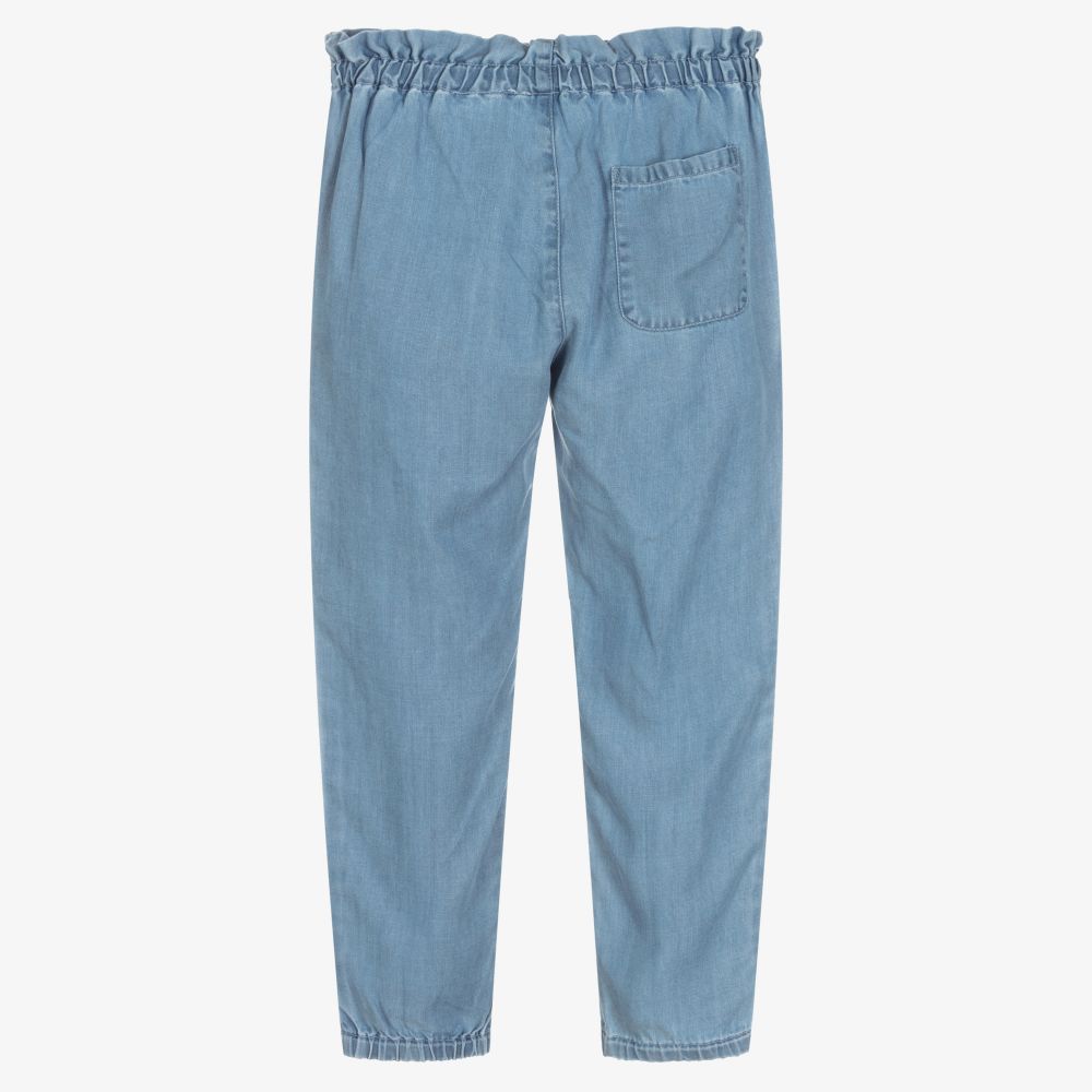 IKKS-Blue Lyocell Chambray Trousers | Childrensalon Outlet