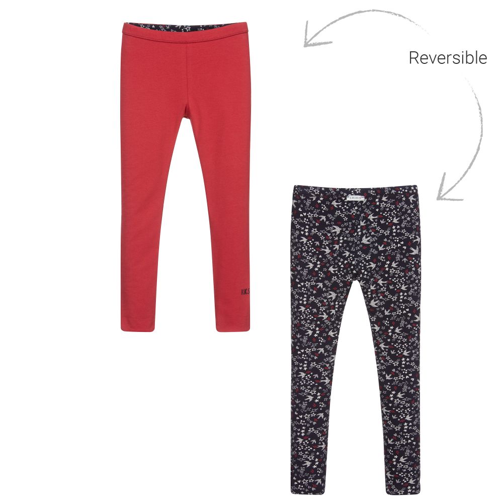 IKKS-Blue & Red Reversible Leggings | Childrensalon Outlet