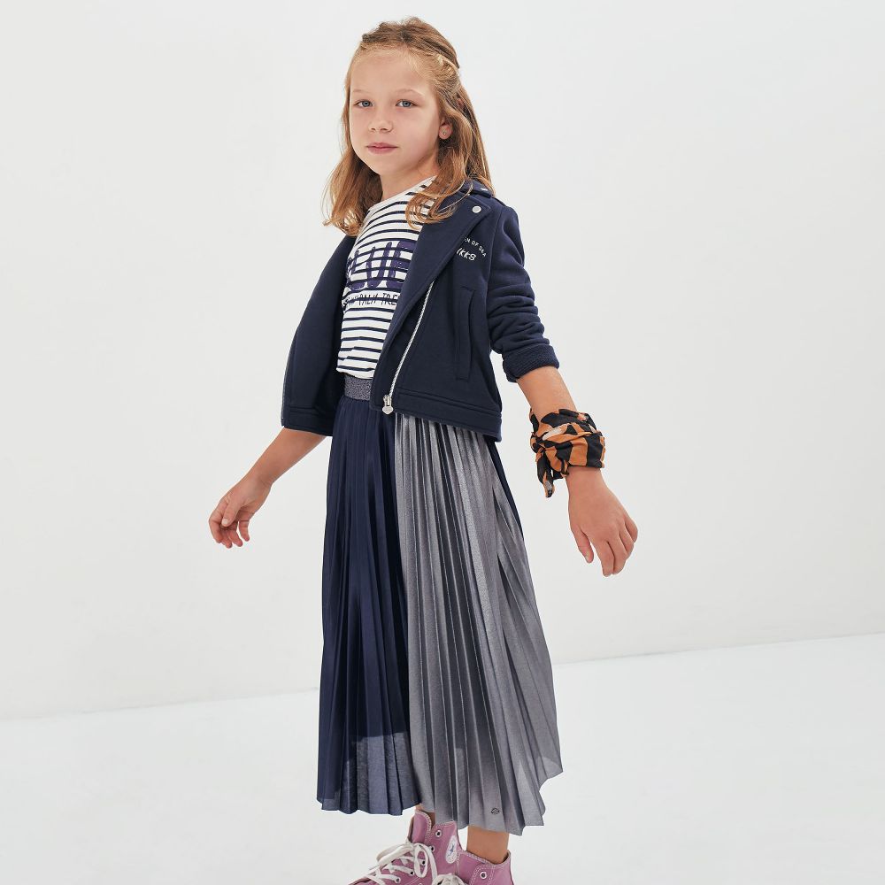 IKKS Blue Silver Pleated Skirt Childrensalon Outlet