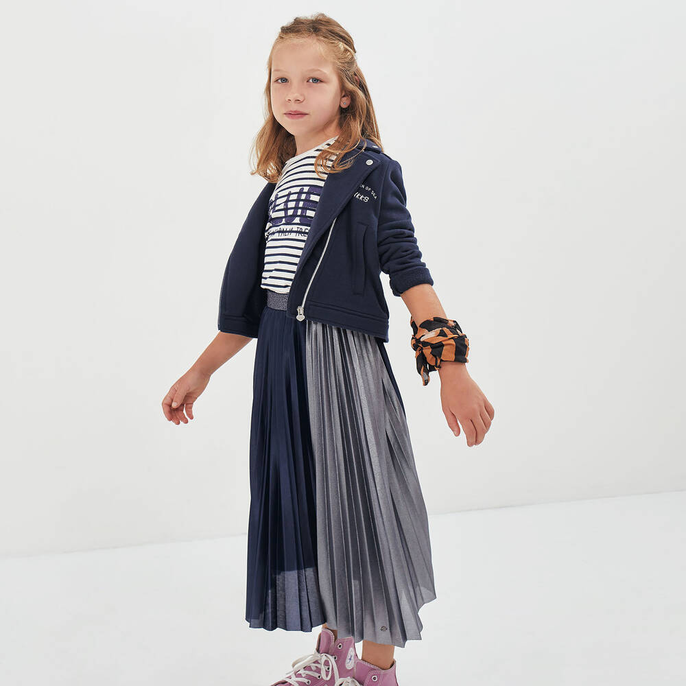 IKKS-Blue & Silver Pleated Skirt | Childrensalon Outlet