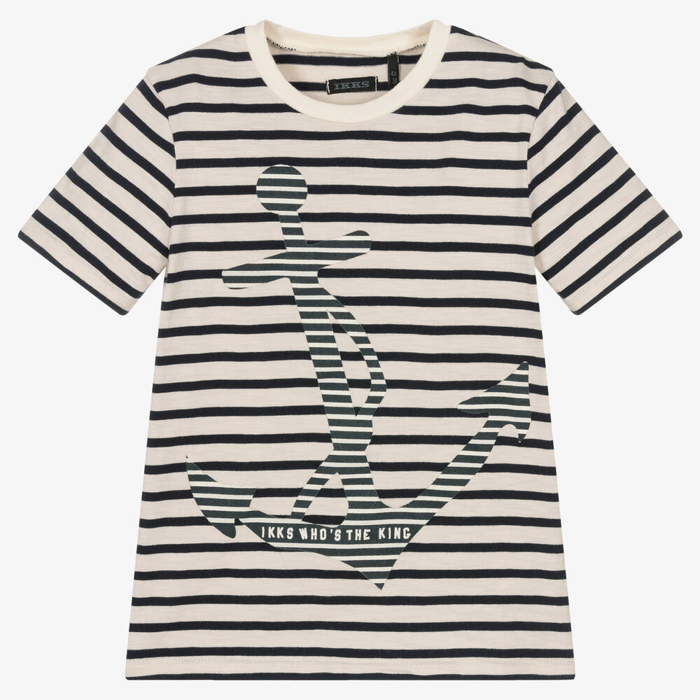 IKKS - Blue Stripe Cotton T-Shirt | Childrensalon