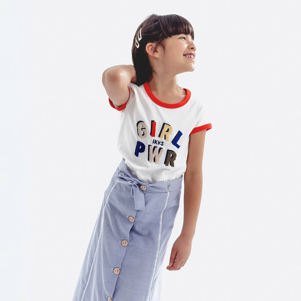 IKKS-Blue Striped Cotton Skirt | Childrensalon Outlet