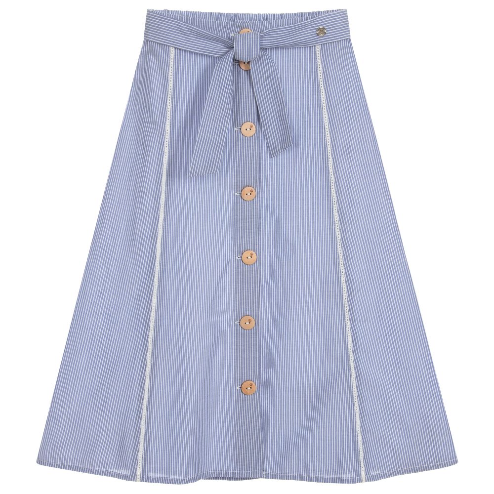 IKKS-Blue Striped Cotton Skirt | Childrensalon Outlet
