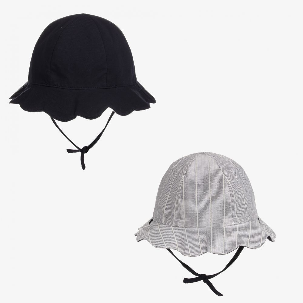 آي كيه كيه إس-قبعة بوجهين قطن جيرسي لون كحلي وعاجي للبنات | Childrensalon Outlet