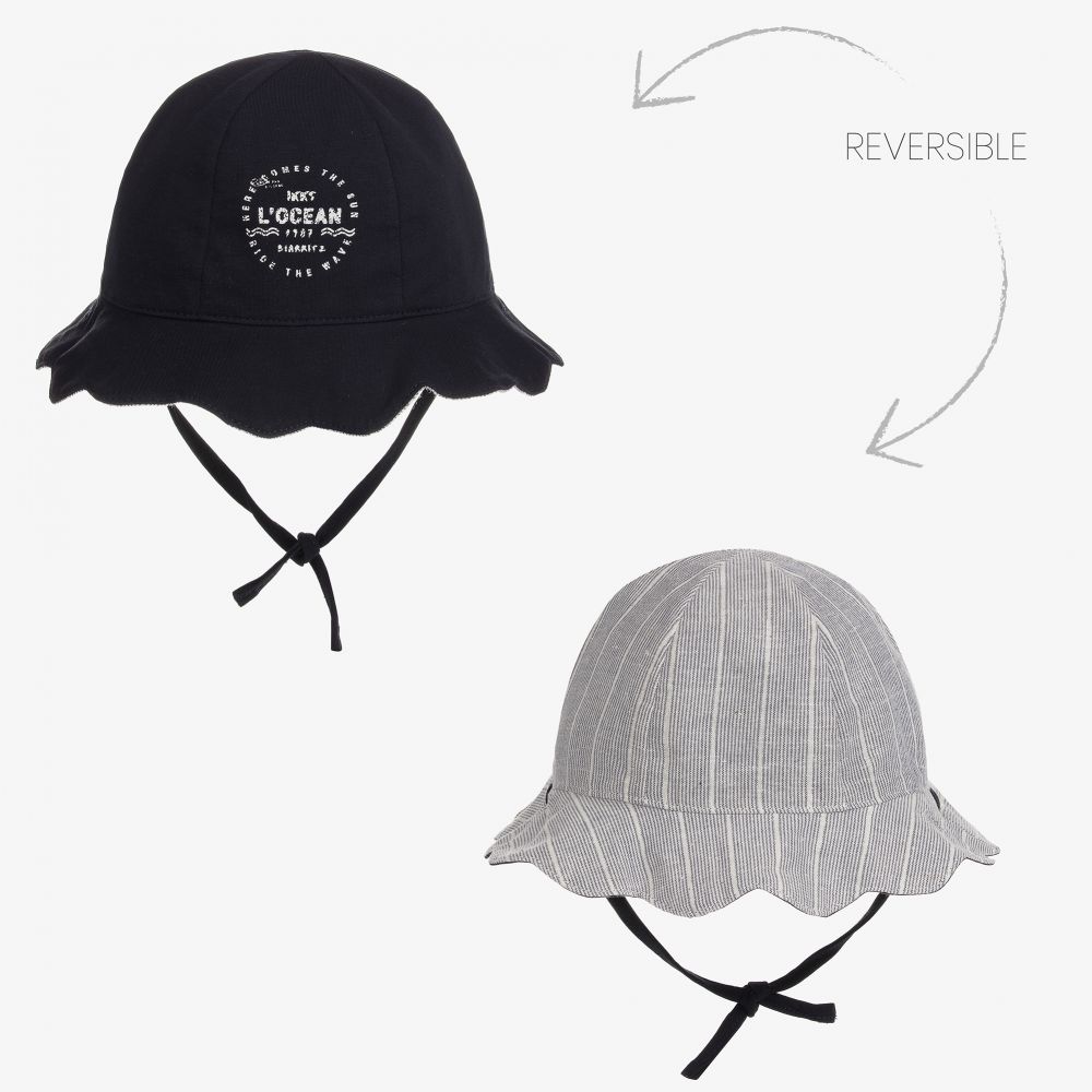 IKKS-Blue & White Reversible Hat | Childrensalon Outlet