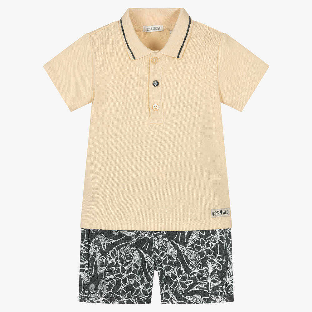 IKKS - Boys Beige & Black Shorts Set | Childrensalon