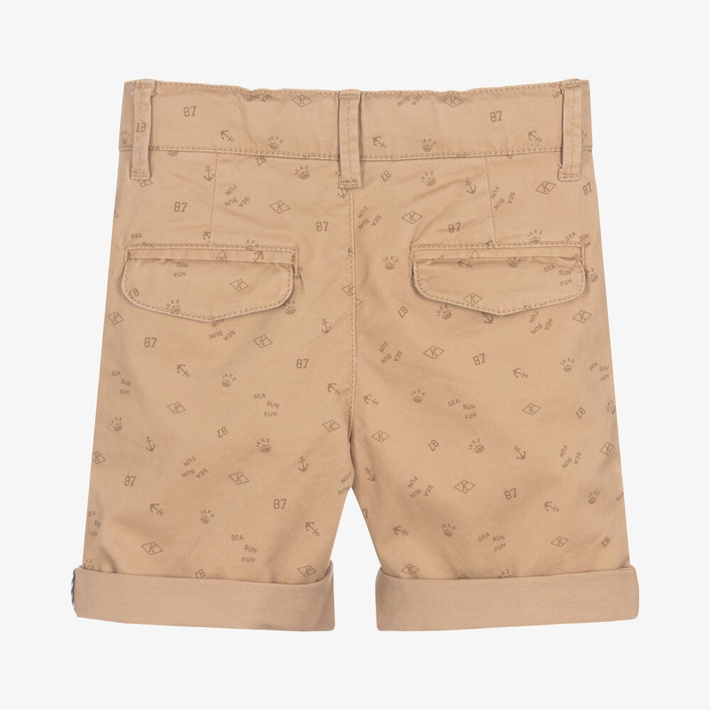 IKKS-Boys Beige Cotton Shorts | Childrensalon Outlet