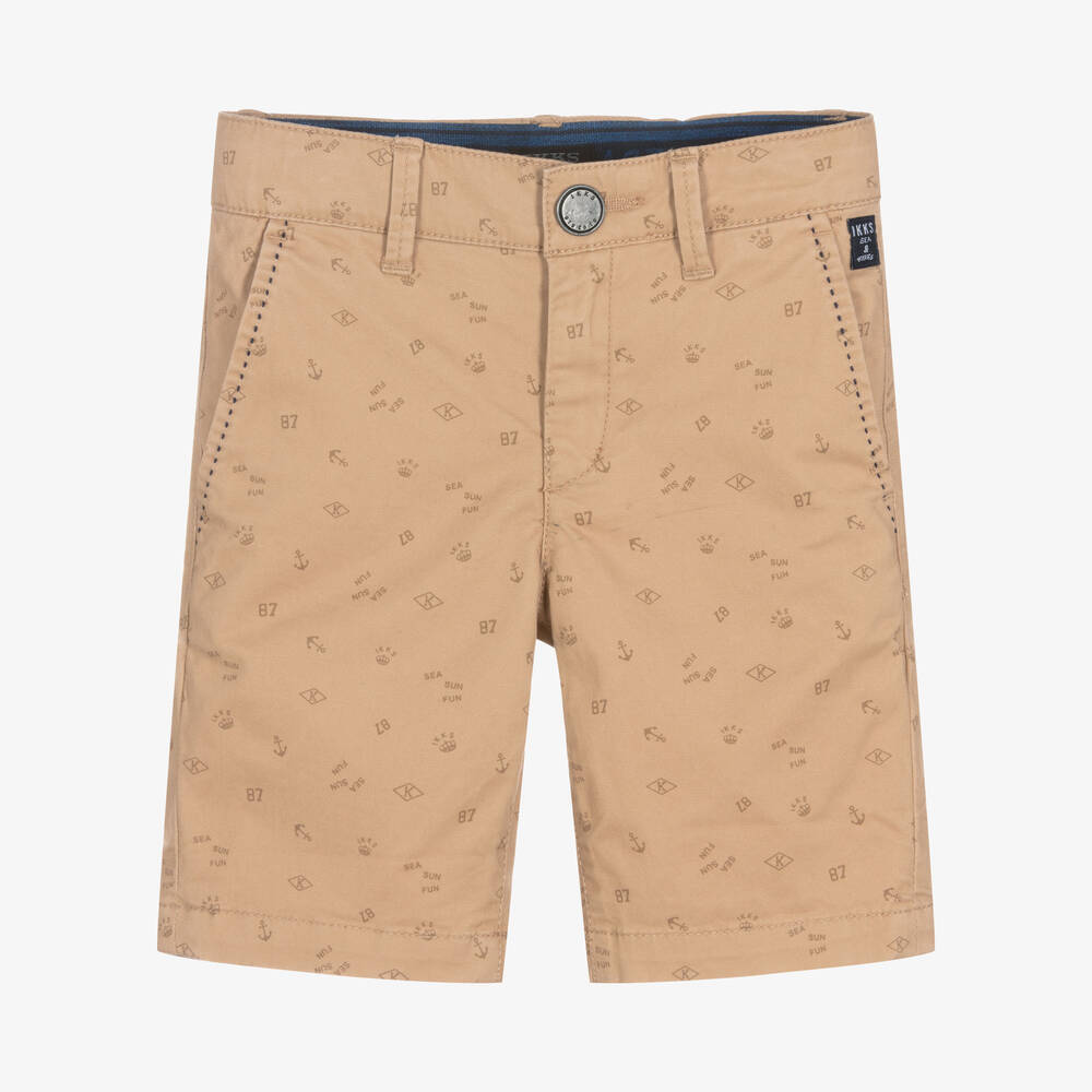 IKKS-Boys Beige Cotton Shorts | Childrensalon Outlet