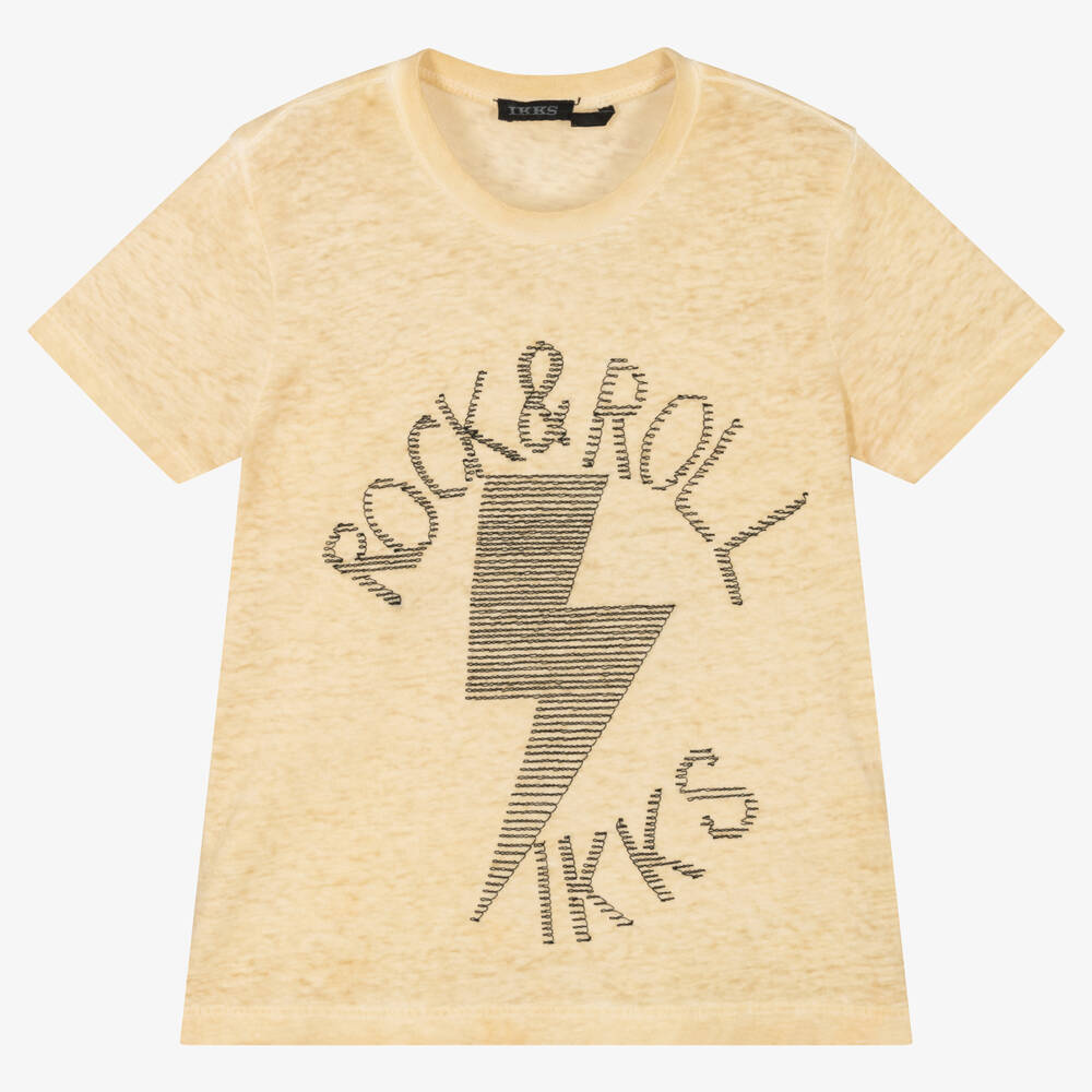 IKKS - Boys Beige Rock & Roll T-Shirt | Childrensalon