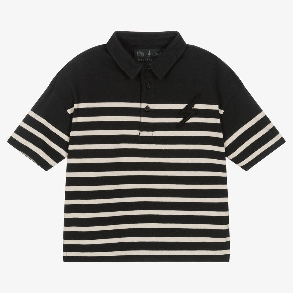 IKKS - Boys Black & Ivory Polo Shirt | Childrensalon
