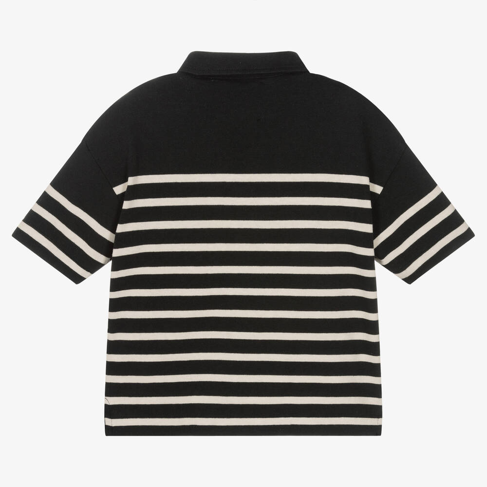 IKKS-Boys Black & Ivory Polo Shirt | Childrensalon Outlet