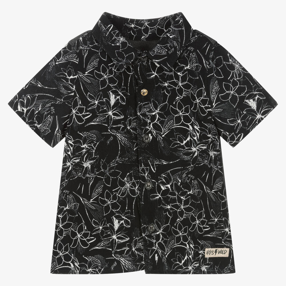 IKKS - Boys Black Viscose Shirt | Childrensalon