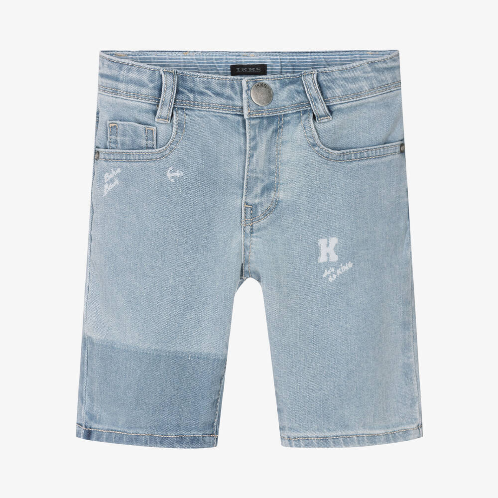 IKKS - Boys Blue Cotton Denim Shorts | Childrensalon