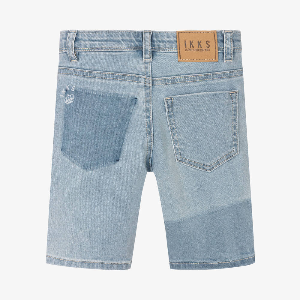 IKKS-Boys Blue Cotton Denim Shorts | Childrensalon Outlet