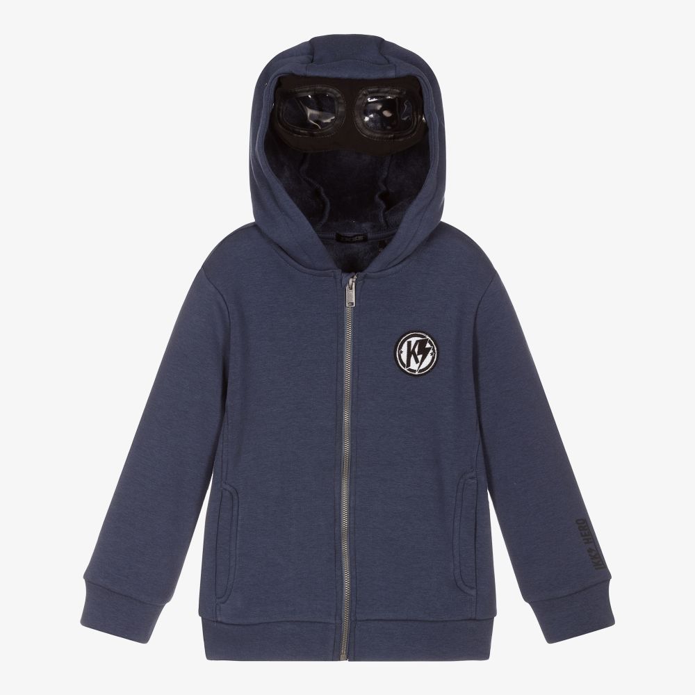 IKKS - Boys Blue Hooded Zip-up Top | Childrensalon