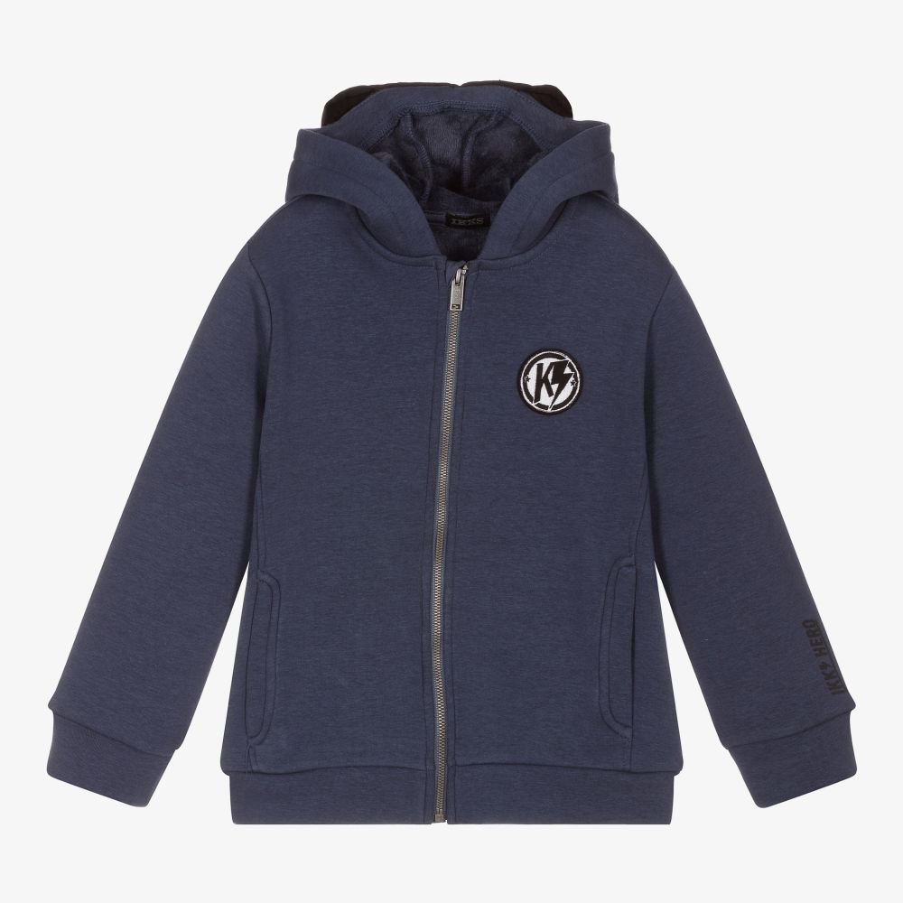 IKKS-Boys Blue Hooded Zip-up Top | Childrensalon Outlet