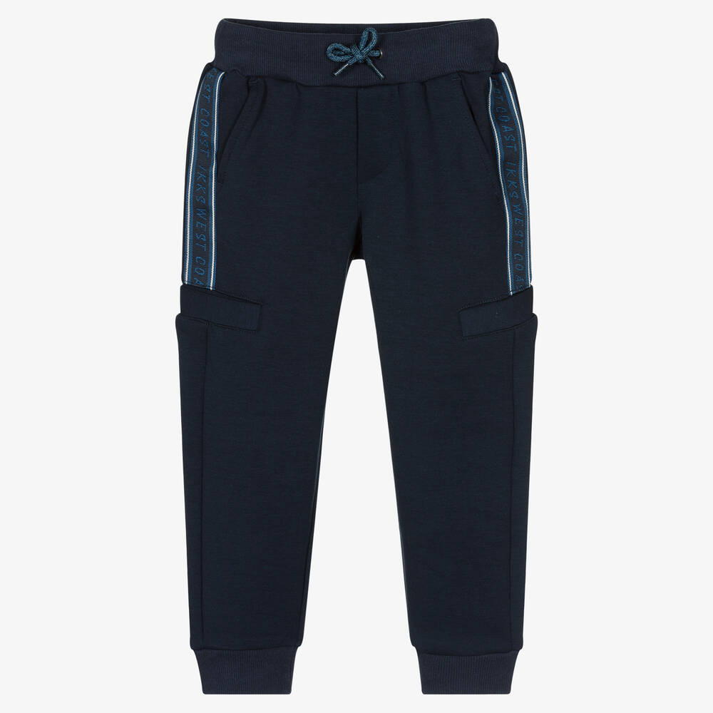 IKKS - Boys Blue Logo Tape Joggers | Childrensalon