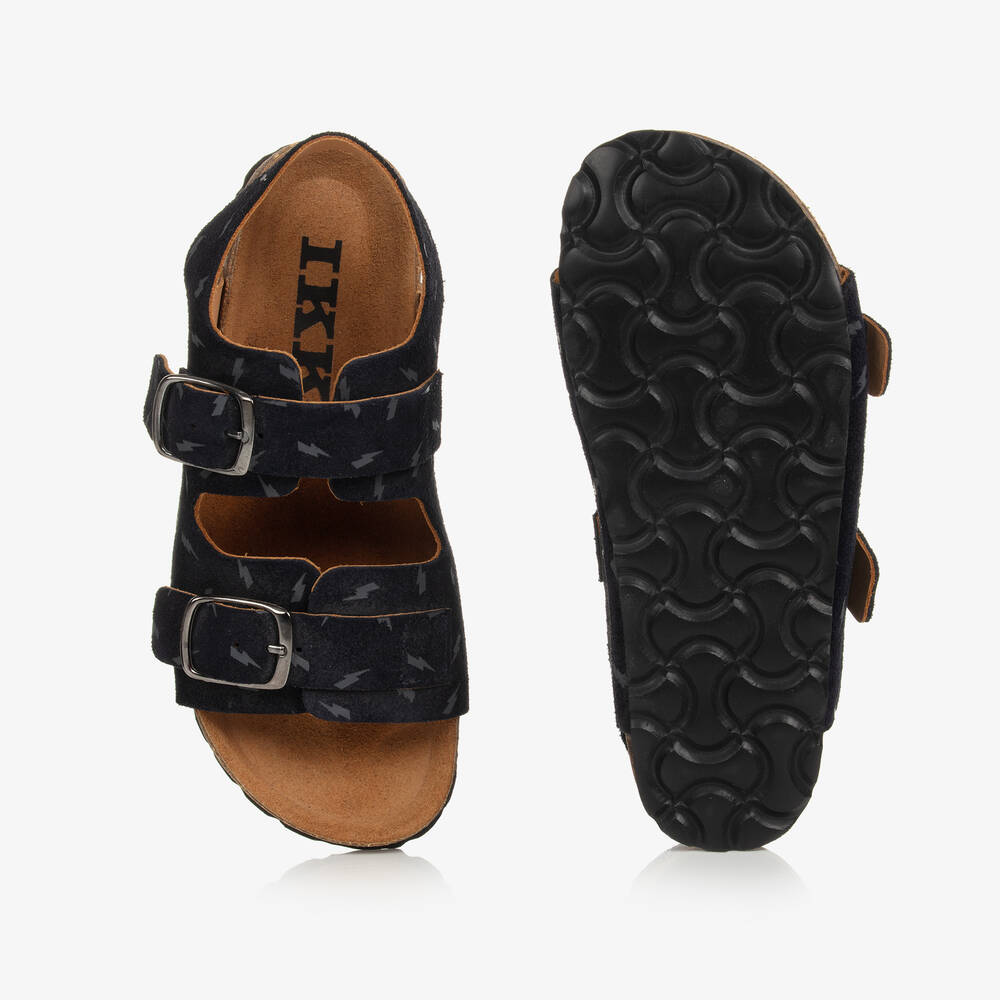 IKKS-Boys Blue Suede Leather Sandals | Childrensalon Outlet