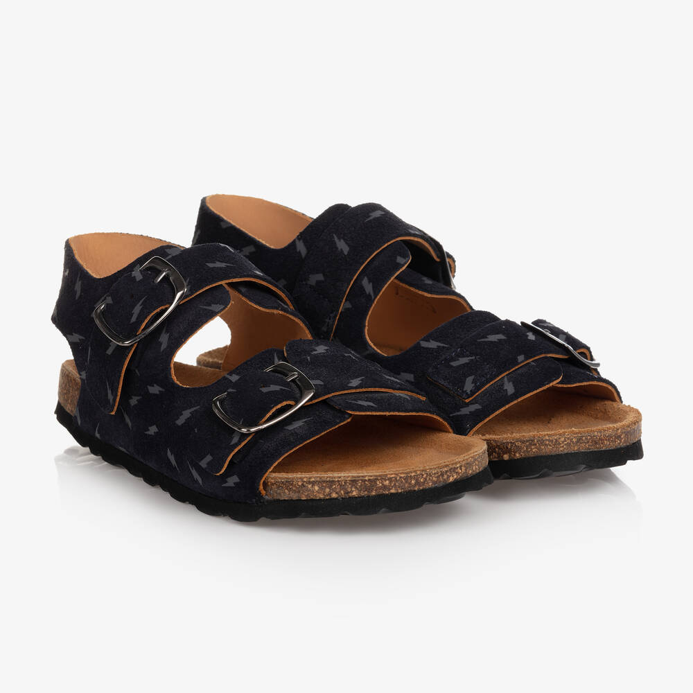 IKKS - Boys Blue Suede Leather Sandals | Childrensalon