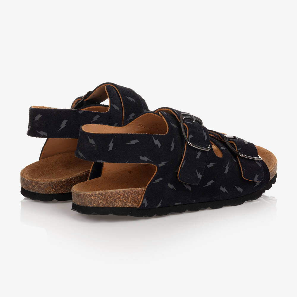 IKKS-Boys Blue Suede Leather Sandals | Childrensalon Outlet