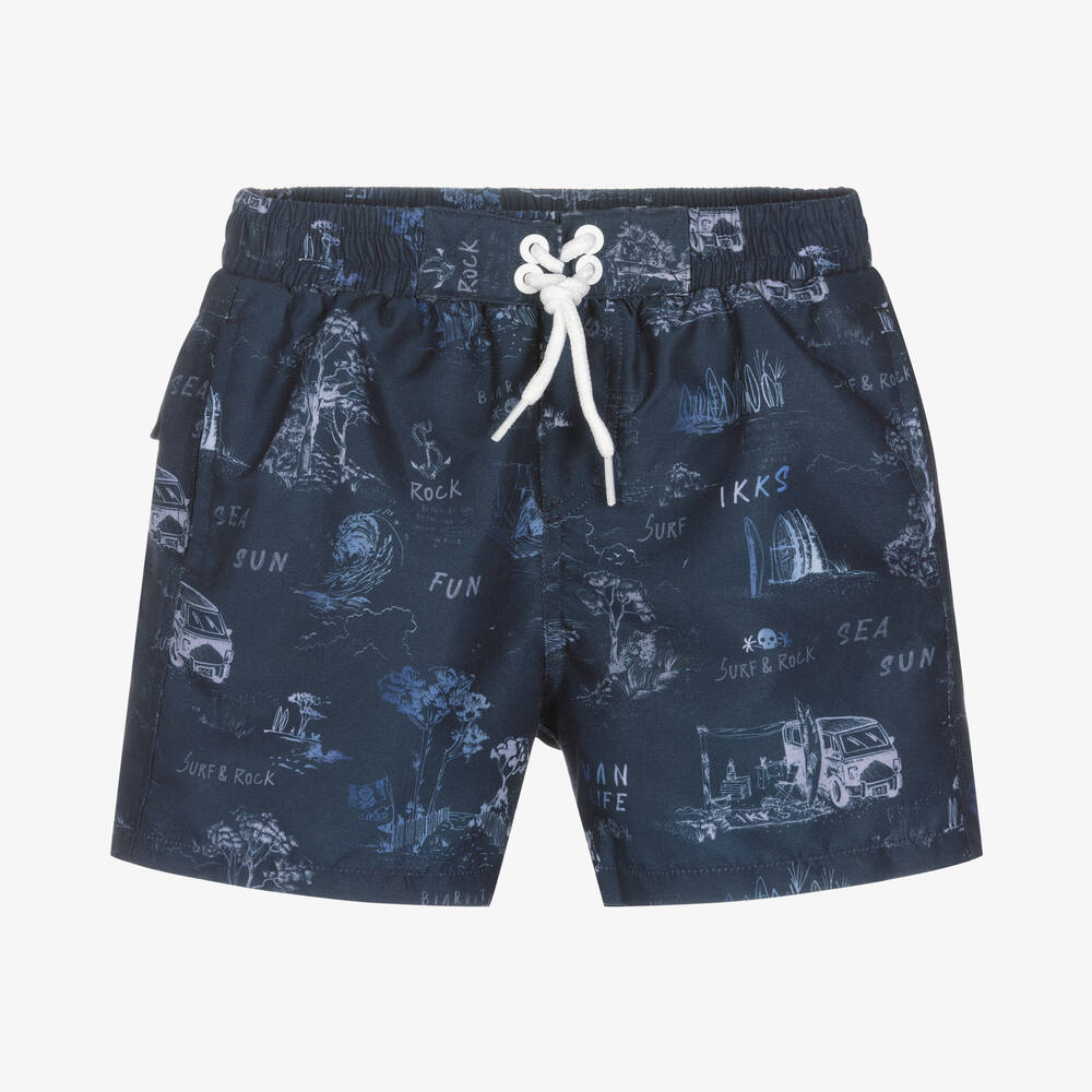 IKKS - Boys Blue Surf Print Swim Shorts | Childrensalon