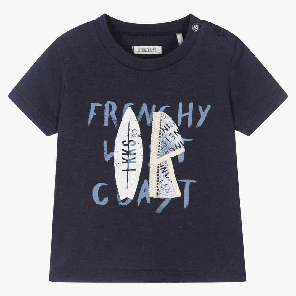 IKKS-Boys Blue Surfboard Cotton T-Shirt | Childrensalon Outlet