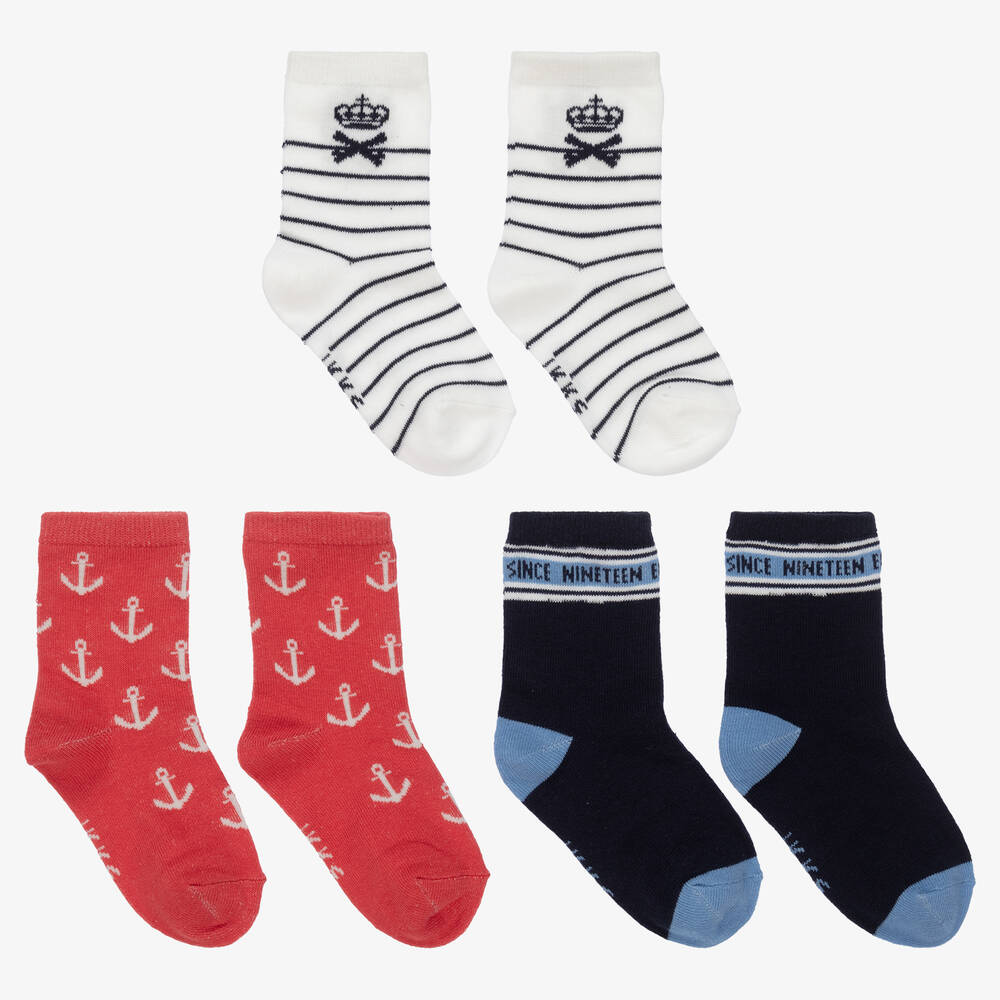 IKKS-Boys Cotton Socks (3 Pack) | Childrensalon Outlet