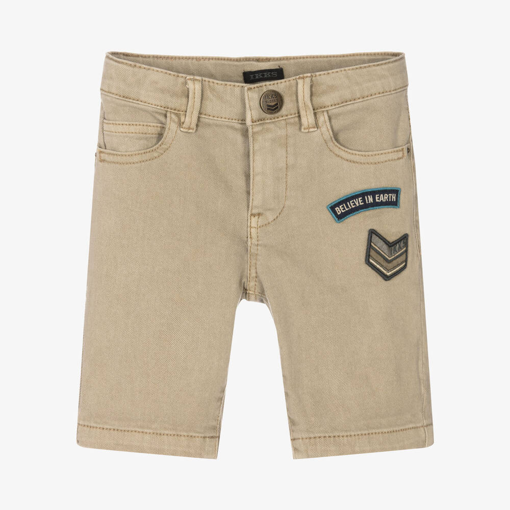 IKKS - Boys Dark Beige Denim Shorts | Childrensalon