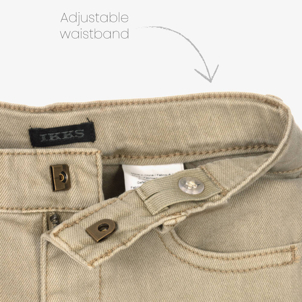 IKKS-Boys Dark Beige Denim Shorts | Childrensalon Outlet