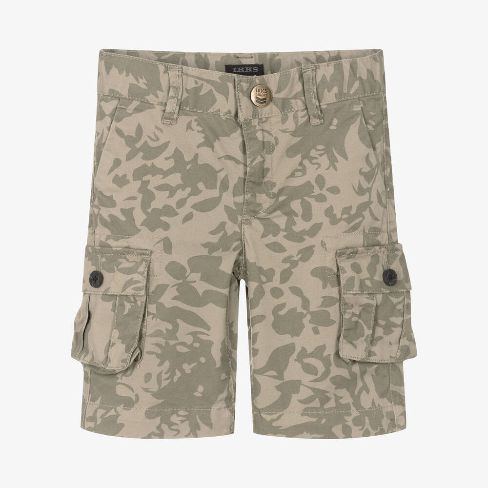 IKKS - Boys Green Camouflage Shorts | Childrensalon