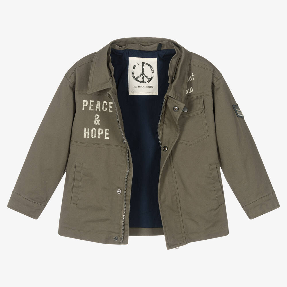 IKKS Boys Green Hooded Cotton Jacket