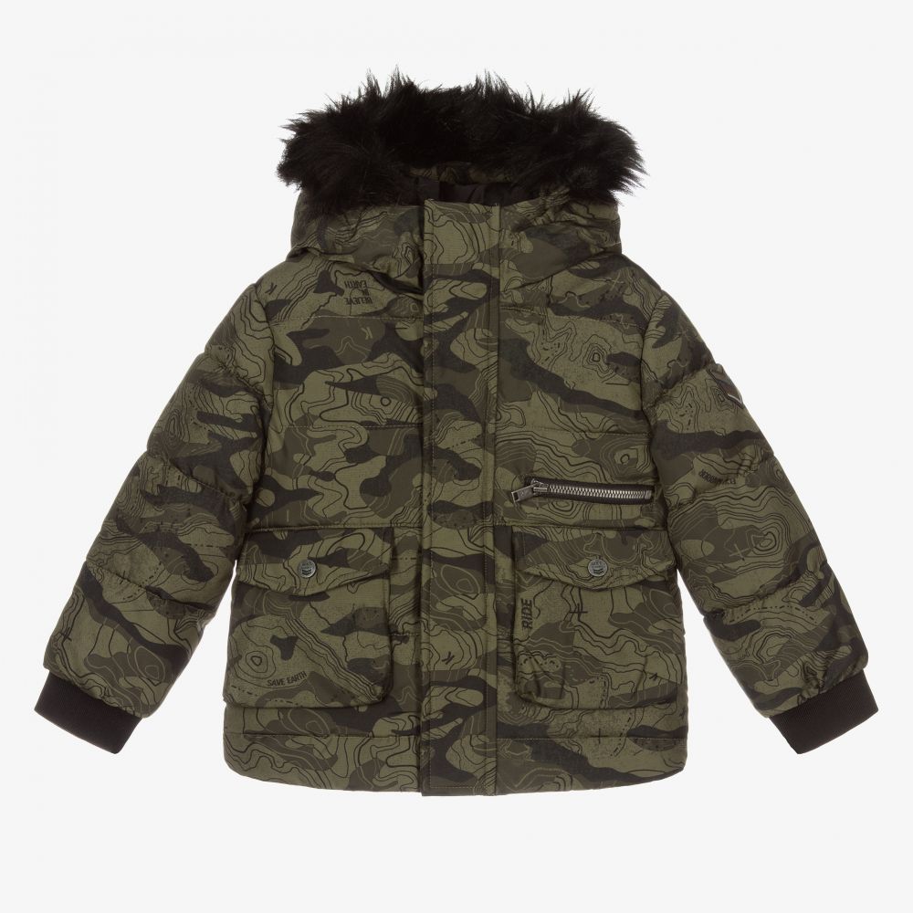 IKKS - Зеленая утепленная камуфляжная куртка для мальчиков | Childrensalon