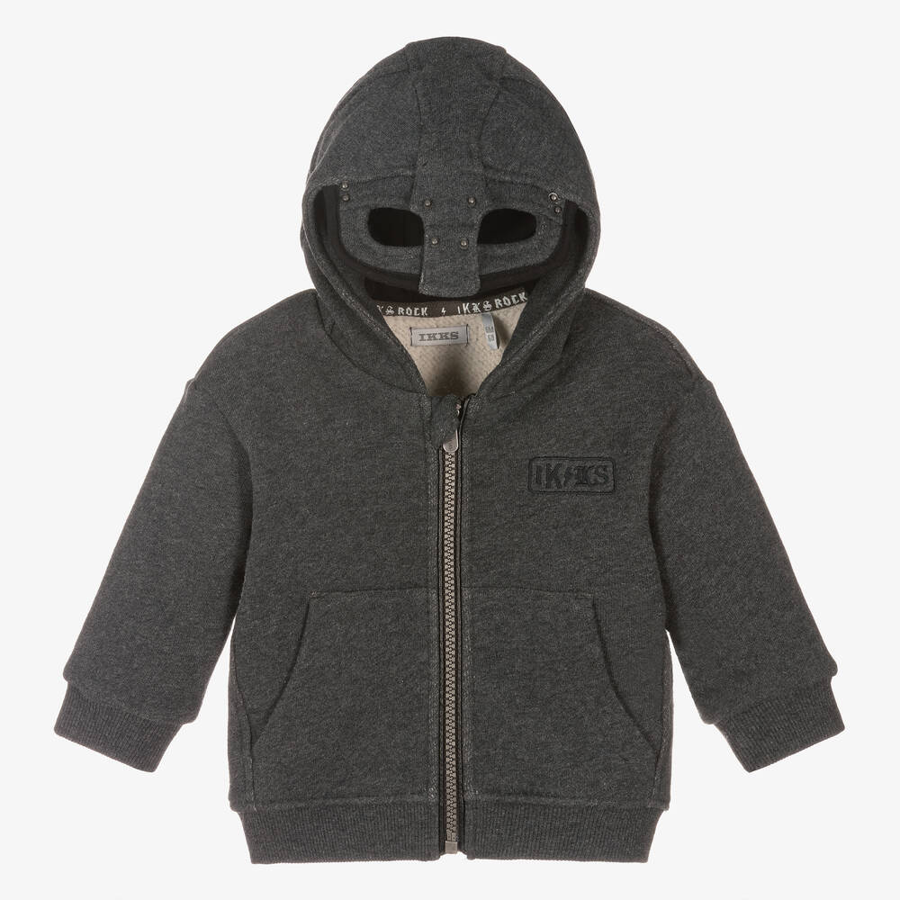 Blouson gris zipp capuche gar on