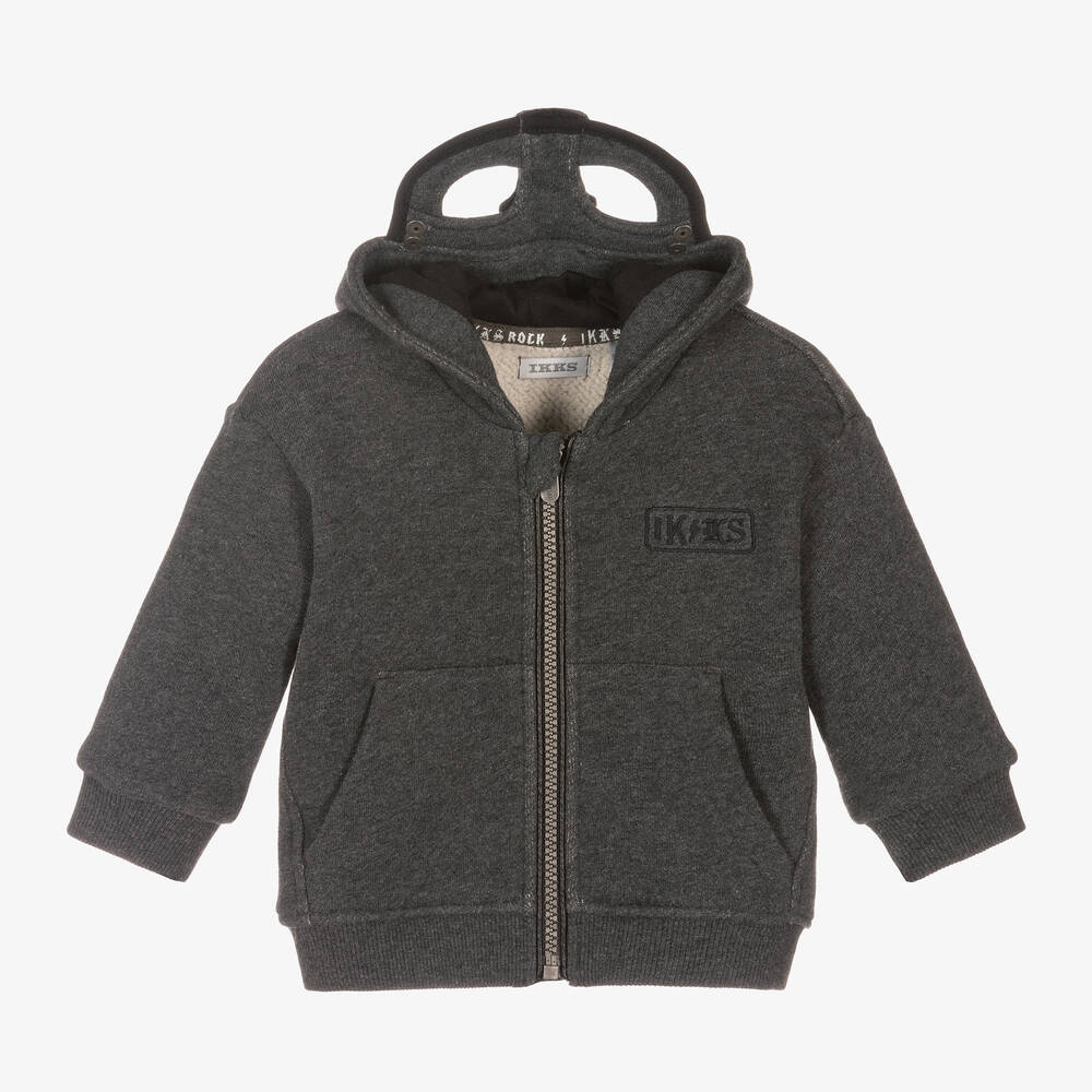IKKS-Boys Grey Hooded Zip-Up Top | Childrensalon Outlet