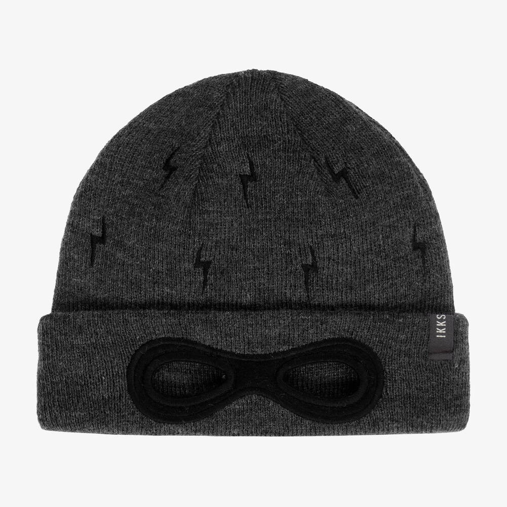 IKKS - Boys Grey Knitted Beanie Hat | Childrensalon