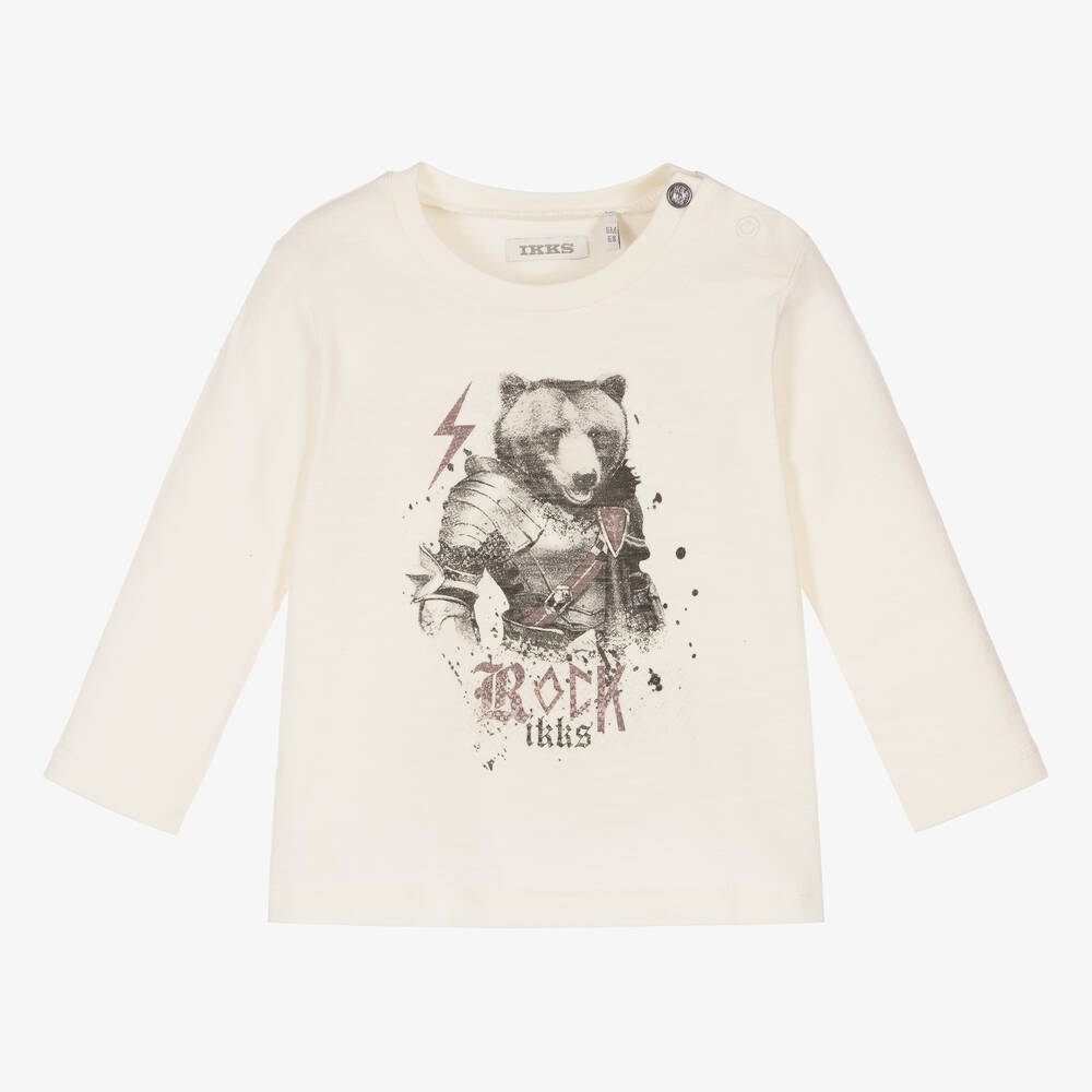 IKKS - Кремовый топ с медведем-рыцарем для мальчиков | Childrensalon