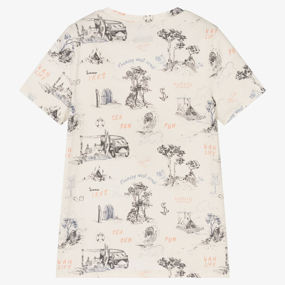 IKKS-Boys Ivory Cotton T-Shirt | Childrensalon Outlet