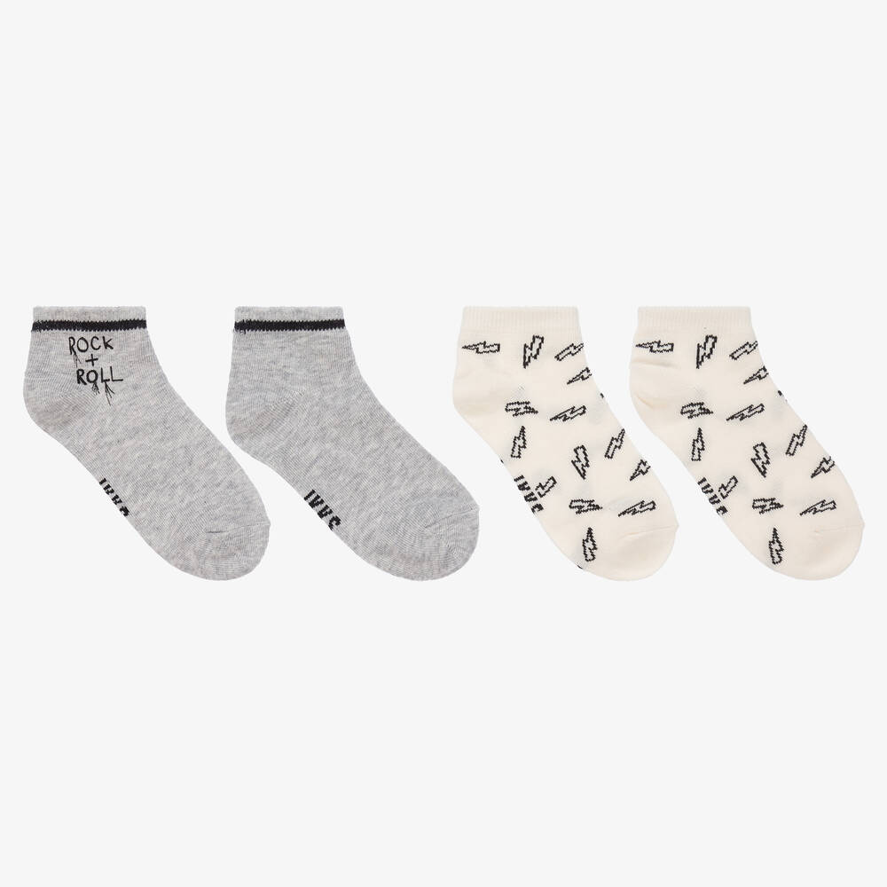 IKKS - Boys Ivory & Grey Socks (2 Pack) | Childrensalon