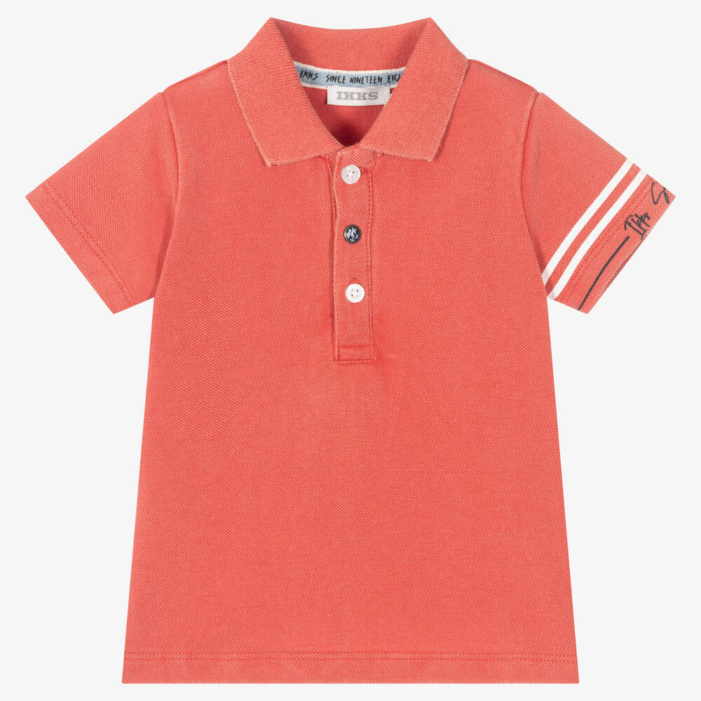 IKKS - Boys Orange Cotton Polo Shirt | Childrensalon